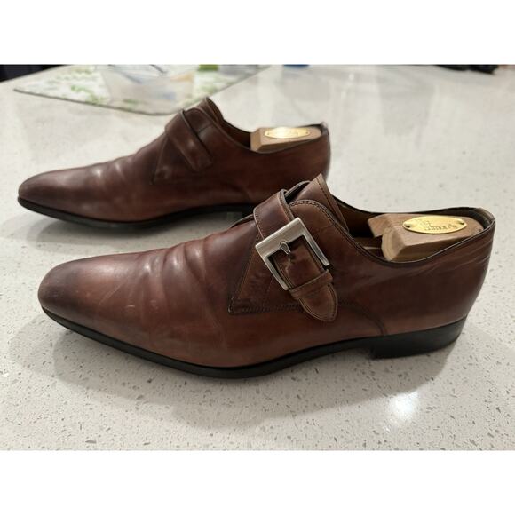 Magnanni for Neiman Marcus Size 9.5 M Brown Buckle Loafers, 18120, Made in Spain - Picture 1 of 10